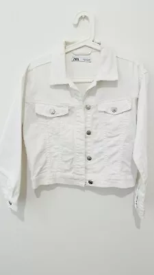 ZARA Denim Jacket In White Size 8 • $30