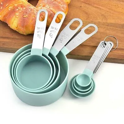 4 Pcs/Set Cooking Measuring Cups Flour Scoop Baking Measuring Spoon With Scale • £4.80