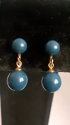 VTG Marvella Blue Lucite Bead Dangle/drop Earrings Excellent Condition • $13.99