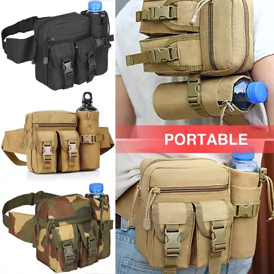 Tactical Fanny Pack Pouch With Water Bottle Holder Molle Waist Pack Hip Belt Bag • $15.32