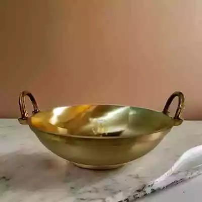 ProudlyIndia 12 Inch Bronze Handmade Kadai Kansa KadaiFry Pan KadaiAppa Kadai • $220