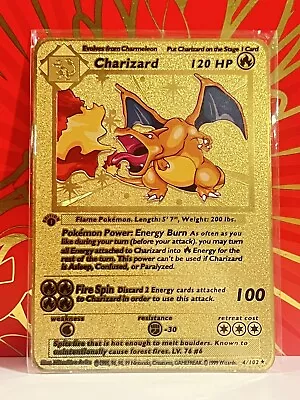 Charizard Gold Metal Pokémon Card- Collectible/Gift/Display • $9.99