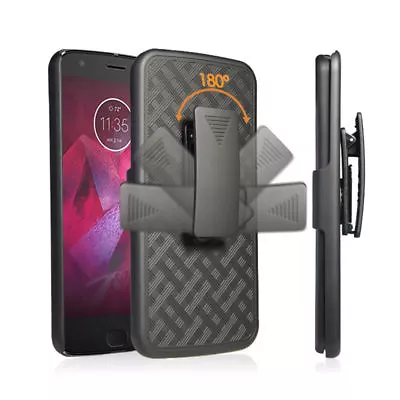 $11.98 • Buy For Motorola Moto Z2 Z3 FORCE PLAY Black Holster Swivel Belt Clip Hard Slim Case