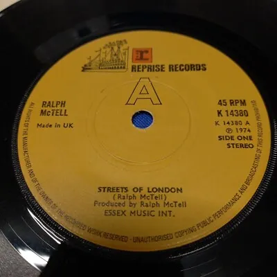 RALPH McTELL - Streets Of London (Reprise) 1974   Near Mint Original UK 45 • £2.50