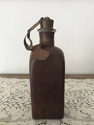 Vintage Espana Leather Wrapped Glass Liquor Decanter Bottle Spain Original Label • $10