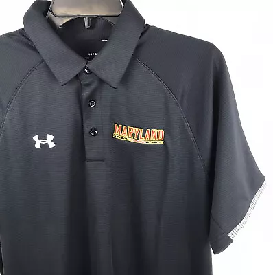 Maryland Terrapins Terps L Polo Shirt  ~ Embroidered Logo College ~ Under Armour • $18.41