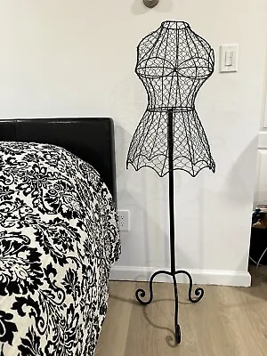 Vintage Black Metal Wire Mannequin Frame Dress Form Display Garment Rack • $440