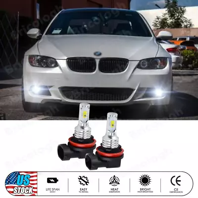 2x H8 LED Angel Eyes Halo Ring Light Bulbs HID Xenon For BMW E92 80W 6000K White • $14.39