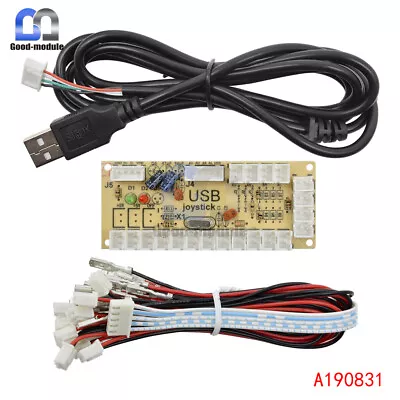 Zero Delay LED Arcade MAME Encoder USB To PC 5Pin Joystick PCB Board+Cables • $6.97