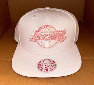 Mitchell & Ness White/Pink NBA Los Angeles Lakers Summer Suede Snapback NEW • $23.16