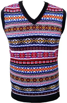 Mens Knitted Vest Sleeveless Retro Vintage Jumper Tanktop Tank Top Golf Sweater • £29.99