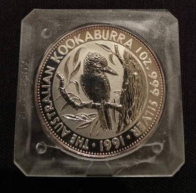 $58 • Buy 1991 Kookaburra 5 Dollar Coin - In Capsule - 1 Oz Silver 999