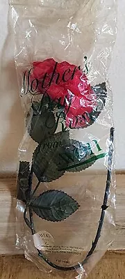 Avon Faux Vintage Red Stem Rose With Green Plastic Leaves NOS Hong Kong See Pic • $7.99