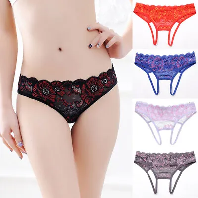 £3.11 • Buy Womens Lace Panties Crotchless Thongs Backless Lingerie Knickers Sheer Underwear