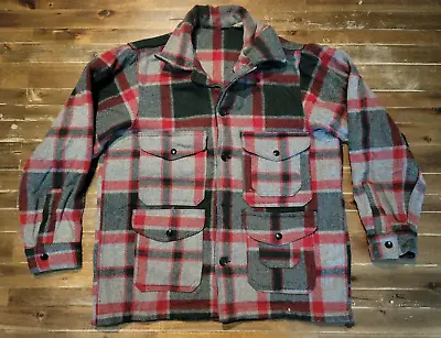 Woolrich Mackinaw Wool Cruiser | Size SM - MD | Red/Gray Plaid | Vintage • $59.99