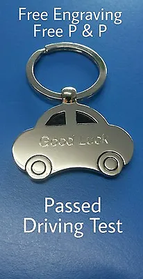 Personalised Car Shaped Metal Keyring | Engraved Free Passed Driving Test Gift • £5.45