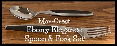 Mar-Crest EBONY ELEGANCE Stainless Flatware Japan Spoon Fork Black Handle 5 Star • $14.66