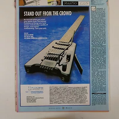 Vintage 22x30cm Magazine Advert Cutting HOHNER G3T HEADLESS GUITAR • $12.63