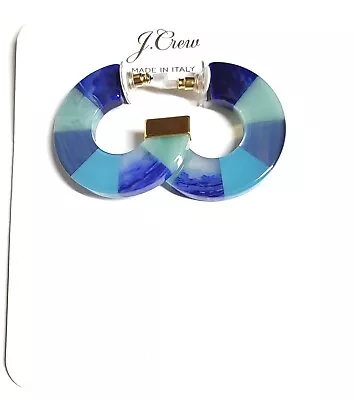 J.Crew Mixed Acetate Hoop Earrings Retro Blue Multi-Color Goldtone BG739 NWT • $32