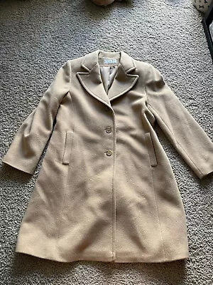 LARRY LEVINE DESIGN Pea Coat Heavy Weight Lined Camel Hair Coat Size 14 • $40