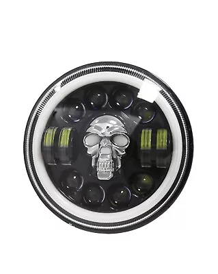 7  Skull Design Headlight For Royal Enfield Universal Bike Part • $52.65