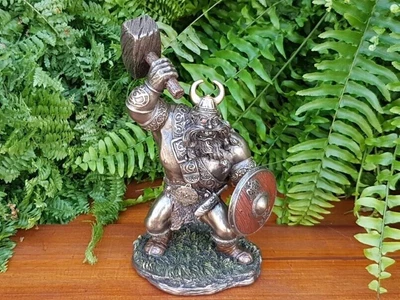£90.95 • Buy Statue Viking Warrior With Hammer And Shield Norse God Figurine Odin Warrior