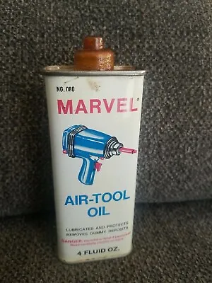 Vintage Marvel Air-Tool Oil Handy Oiler Advertising Tin Can 4 Oz. 50% Full. • $25