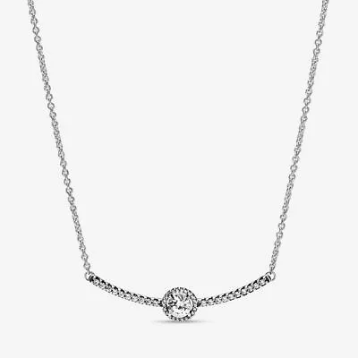 Authentic PANDORA Round Sparkle Silver Necklace  #398490C01  • $56.91