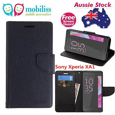 $10.95 • Buy Black Mooncase Stand TPU In Wallet Case Cover For Sony Xperia XA1 Free SP