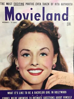 MOVIELAND  MAGAZINE ~ Paulette Goddard ~ November 1948~ VG ~ SIGNED COPY!!! • $19.99