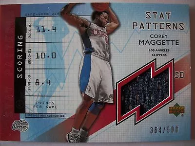  2002-03 Upper Deck  Stat Patterns Jerseycorey Maggette  Clippers !! Box 46 • $10.99