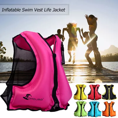 Adults Kids Inflatable Snorkel Vest Life Jacket Kayak Buoyancy Aid Vest Sailing • $37.89