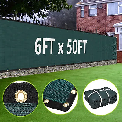 6ftx50ft Privacy Fence Screen Windscreen Mesh Shade Cover W/Brass Grommet Green • $42.58