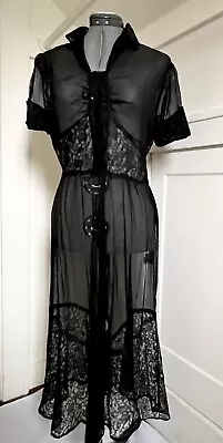 Vintage 50s SHEER Black Fitted Dress Lace Hem & Bodice Zip Details SIZE XS/SM • $120