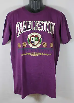 $18.95 • Buy Vintage Charleston SC Single Stitch Puffy Print T-Shirt Size Large