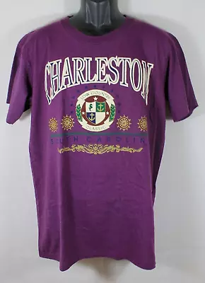 Vintage Charleston SC Single Stitch Puffy Print T-Shirt Size Large • $18.95