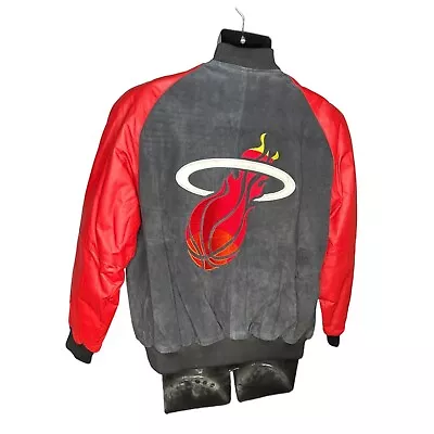 Miami Heat LARGE Leather Suede Varsity Jacket Pro Player Mens • $189