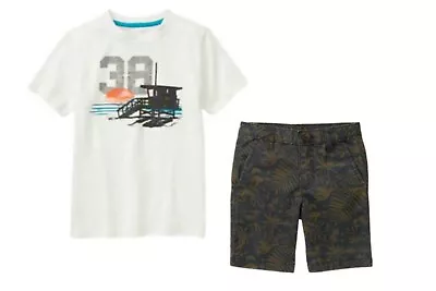 NWT Gymboree Surf Wagon Boys Beach T-Shirt & Fern Pattern Shorts Size 5 • $27.90