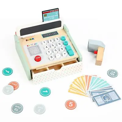£24.99 • Buy SOKA Wooden New Cash Register Toy Classic Cashier Roleplay Money Till Playset 3+