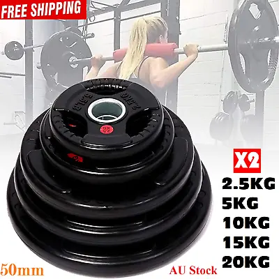 $43.65 • Buy 5-20kg Olympic Rubber Weight Plates Barbell Bar Fitness Weight Lifting Home Gym