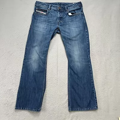 Diesel Jeans Mens 34x29* Zathan Regular Bootcut Whiskered Button Fly Medium Wash • $44.94