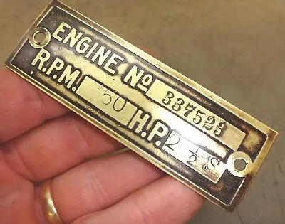 ORIG NAME TAG For 2-1/2hp S HERCULES ECONOMY No. 337523 Hit And Miss Gas Engine • $39.95