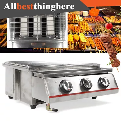 Tabletop Barbecue Grill Sear 3Burner Side Gas BBQ Stainless Steel Portable Stove • $76.95