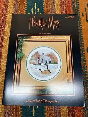 P Buckley Moss LITTLE BLUE CHURCH Cross Stitch Pattern Leaflet #127 • $12.99