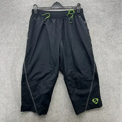 Nike Y2K Tracksuit Bottom Mens L 3/4 Length Black Green Swoosh Total 90 • £21.99