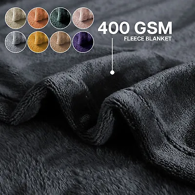£14.99 • Buy Large Faux Fur Fleece Blanket Throw Sofa Bed Soft Warm Fleece Single Double King