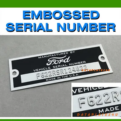 Ford Data Tag Embossed Number Hot Rat Rod Plate & Attaching Screws • $39.95