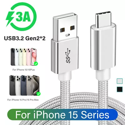 3A USB 3.2 Type C Fast Charger Cable Braided 10Gbps Data Sync Cord Lead 1M 2M 3M • $9.99