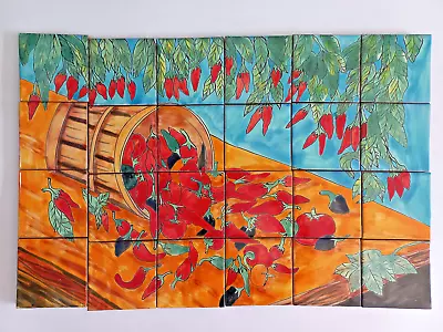 25  CERAMIC TILE MURAL Mexican Talavera Mosaic Hand Painted Backsplash • $149