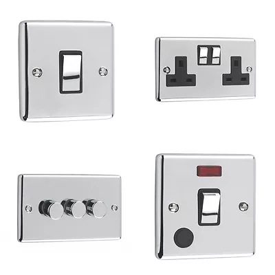 Windsor Range - Polished Chrome Sockets And Switches Black Trim • £6.99